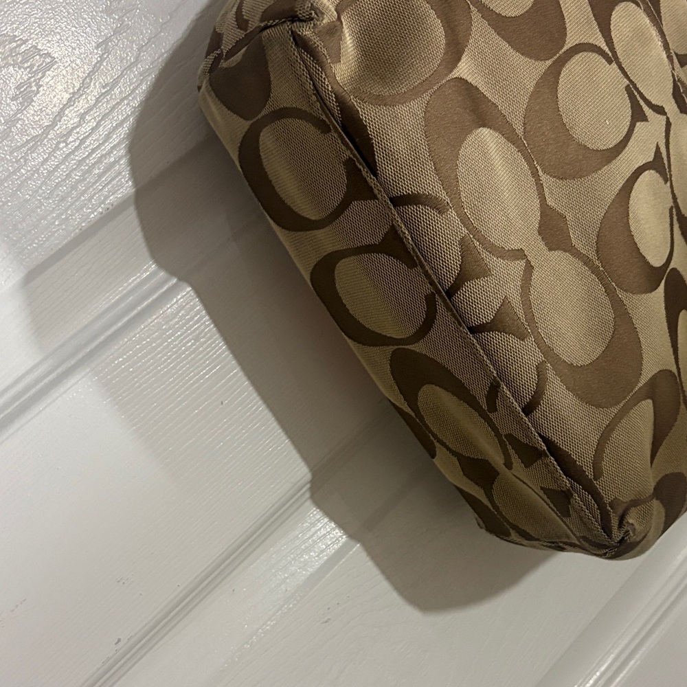 Coach Brown Signature Tote with Orange Trim - Picture 5 of 7